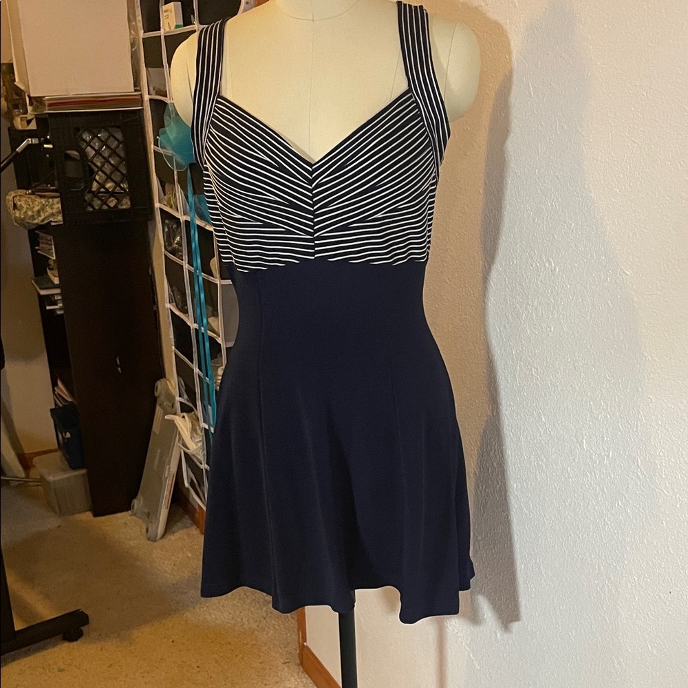 Chic Navy and White Striped Mini Dress